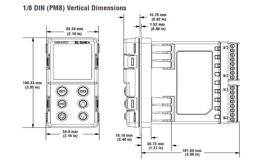 EZ-ZONE PM CONTROLLER, 1/8 DIN, 100-240VAC, 5A RELAY