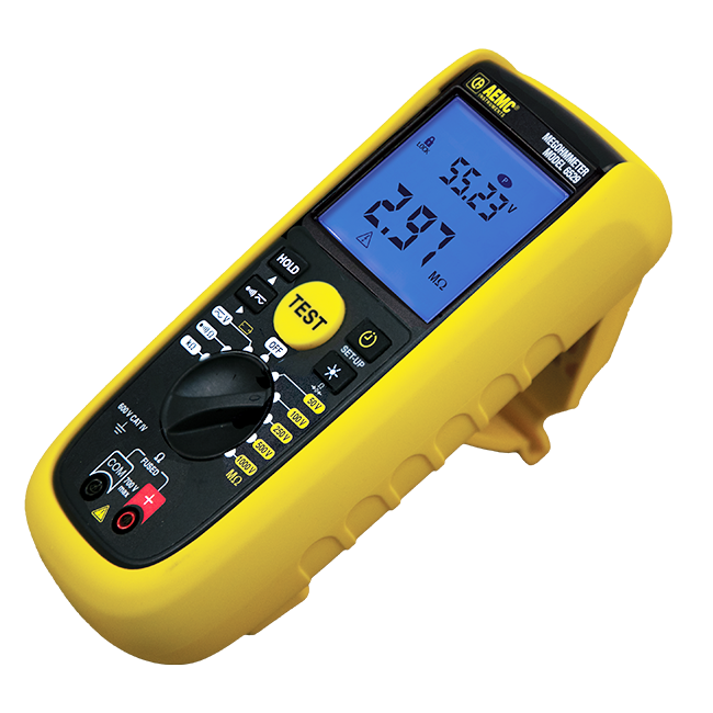 AEMC Megohmmeter Model 6529 (Digital, 50V, 100V, 250V, 500V, 1kV, 420k-Ohm, Continuity, Alarm, Timer & PI/DAR)