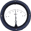 MIDWEST Model 120 -Piston type differential pressure gauge with ASME B40.100 Grade B Accuracy +/-  3-2-3%  full scale ascending; Aluminum body with stainless steel internals and ceramic magnet, Working Pressure of 3,000 PSIG, Range 0-2.5 BAR, 2.5 inch (63.5mm) unidirectional  dial with engineered plastic housing and shatter resistant lens; Viton seals, 1/4" FNPT back connections, Reversed high/low process connections.