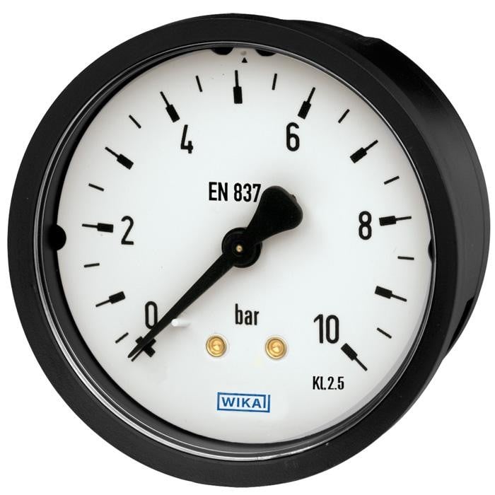 Wika 111.16 Series Dry Pressure Gauge, 1.5" Dial, 0 to 30 psi (kPa), 1/8 NPT Brass Center Back Mount, Round U-Clamp Bracket, *STEAM* ABOVE POINTER AXIS
