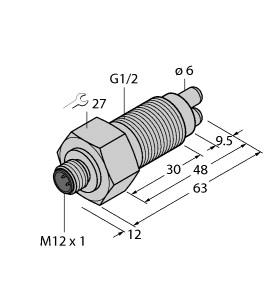 Turck Flow Monitoring, Immersion Sensor without Integrated Processor (FCS-GL1/2A4-NAEX0-H1141/A)