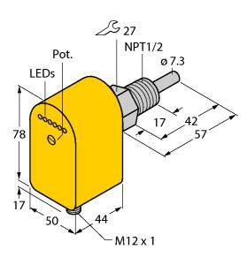 Turck Flow Monitoring, Immersion Sensor with Integrated Processor (FCS-N1/2A4P-LIX-H1141/V300)