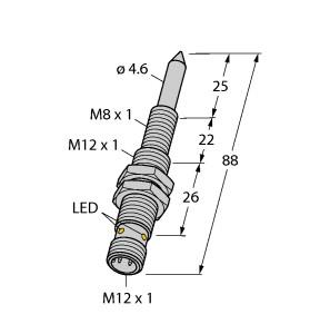 Turck Magnetic Field Sensor, For Detection of Ferromagnetic Parts (NIMFE-M12/4.6L88-UN6X-H1141)