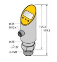 Turck Pressure Transmitter (Front-Flush), With Analog Output and PNP/NPN Transistor Switching Output, Output 2 Reprogrammable as Switching Output (PS040V-609-LI2UPN8X-H1141)