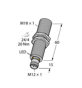 Turck Ultrasonic Sensor, Diffuse Mode Sensor (RU130U-M18E-2UP8X2-H1151)