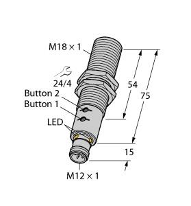 Turck Ultrasonic Sensor, Diffuse Mode Sensor (RU130U-M18E-2UP8X2T-H1151)