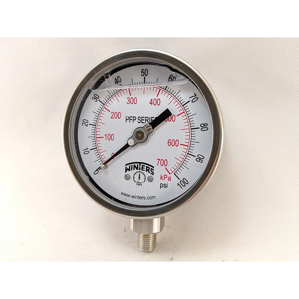 2.5" LOW PRESSURE DIAPHRAGM GAGE, 0-200"H2O VACUUM, 1/4"NPT BOTTOM CONNECTION