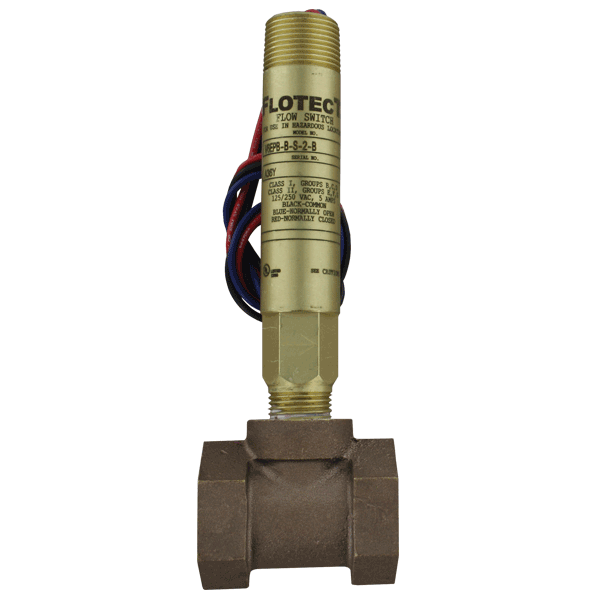 Series V6 Flotect, Mini-Size Flow Switch, .75" NPT, Brass Body and Tee