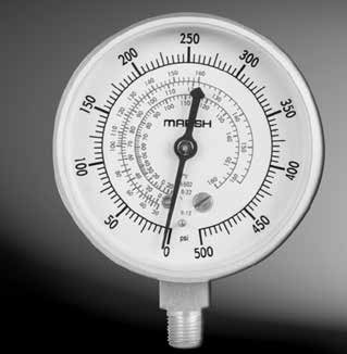 SERVICEMAN'S TEST GAUGE, 2.5" DIAL, 1/8"NPT LOWER MOUNT, 30"X 350PSI/F, R-12,22,502, CLAM SHELL