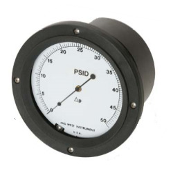 Mid-West 109 Aluminum Differential Pressure Gauge, 6" Dial, 0 to 3000 psig, 1/4 NPTF SS Back Mount