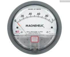 Differential pressure gage, range 0-4.0" w.c., minor divisions .10