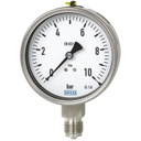 Wika 233.50 Series Stainless Steel Liquid Filled Industrial Pressure Gauge, 0 to 10000 psi/bar
