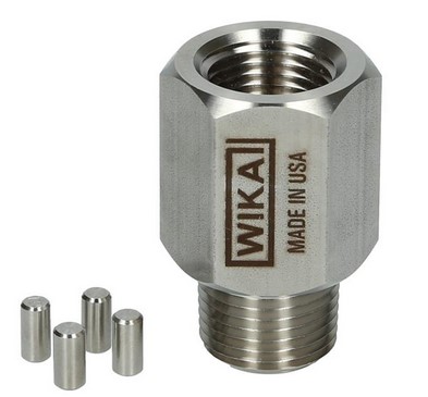 Wika 910.12.200 Series Piston Snubber, 316 SS, 1/2" NPT, 15000 psi