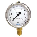 Wika 213.53 Series Industrial Brass Liquid Filled Pressure Gauge, 0 to 6 bar