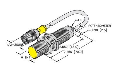 Turck Capacitive Sensor (BC5-M18-AZ3X-0.2-SB3T)