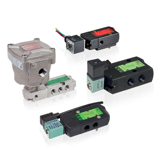 551 Series Solenoid Spool Valve, 1/4" NPT, 24 VDC, Aluminum, 4 Way