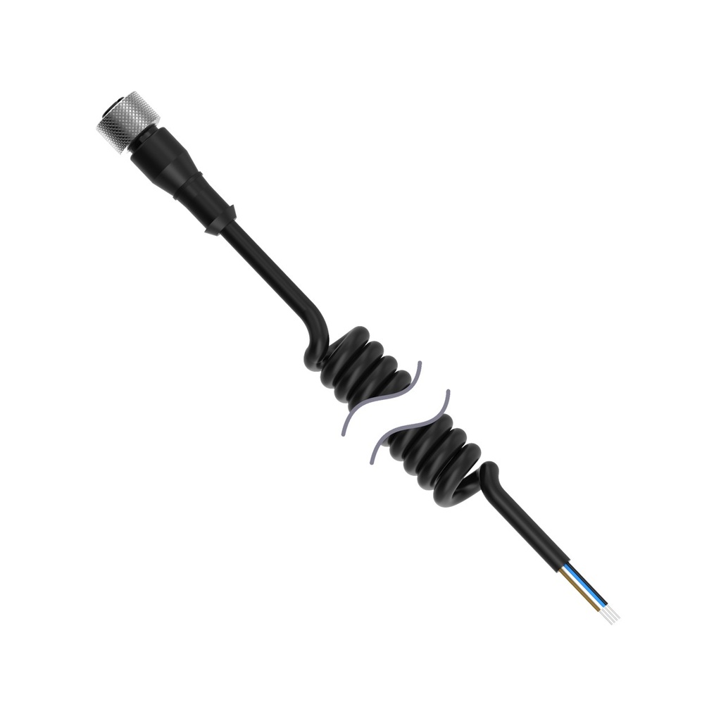 Cordset A-Code M12 To Flying Leads Single Ended Coiled (MQDC-403.3M-PUR-C)