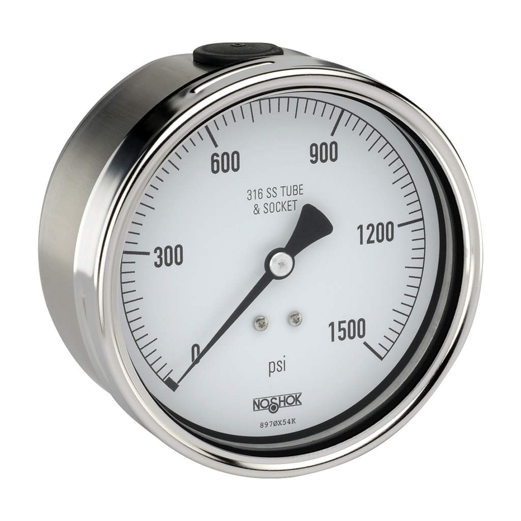500 Series Stainless Steel Liquid Filled Pressure Gauge, 0 psi to 6,000 psi, 304SS Front Flange