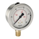900 Series Liquid Filled Pressure Gauge, 0 psi to 300 psi, Brass Press Fit Orifice 0.3 mm