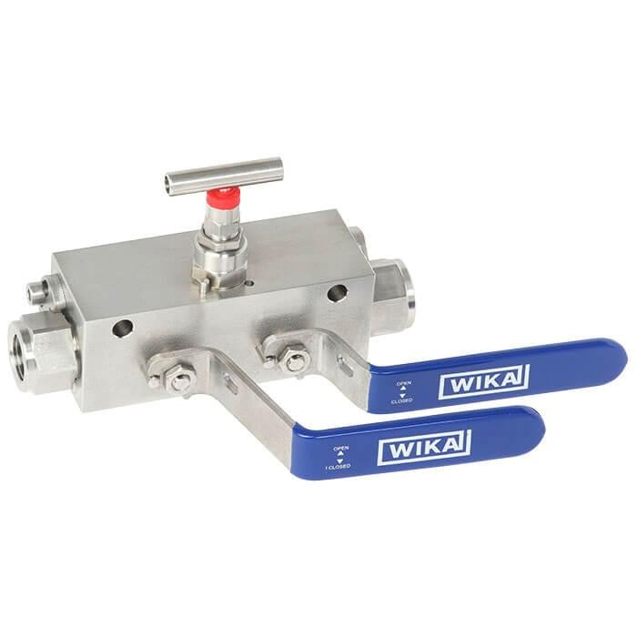 Wika IBM3 Series Mono-Block, Double Block & Bleed Valve Manifold, 316/316L SS, 1/2" NPTF to 1/2" NPTF, 6000 psi, 0.394 in. (10 mm) Bore