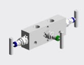 Wika IV319 Series IV319 Series Standard C-2-C, Angled, Remote-Mount Valve Manifold, 316/316L SS, 1/2" NPTF to 1/2" NPTF, 6000 psi