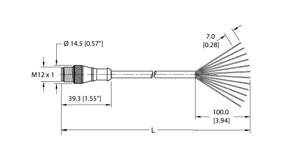 Turck Actuator and Sensor Cordset, Connection Cable (RS 12T-1)
