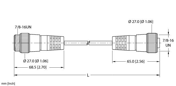 Turck Actuator and Sensor Cordset, Extension Cordset (RSM RKM 36-2M/S3059)