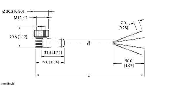 Turck Actuator and Sensor Cordset, Connection Cable (EKWT-A4.400-GU2K-5)