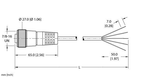 Turck Actuator and Sensor Cordset, Connection Cable (RKM 56-10M)