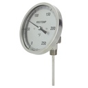 Reotemp Bimetal Dial Thermometer, 5" Dial, Adj. Angle/Reset, 6" Stem, 1/2" NPT, 0/200°F