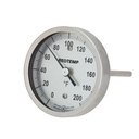ReoTemp Bimetal Dial Thermometer, 3" Dial, Back Conn./Reset, 6" Stem, 1/2" NPT, 150/750°F
