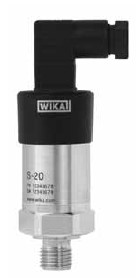 Wika S-20 Pressure Transmitter, 15 PSIA Range, 9-35 VDC Power, 1-6 VDC Output, 1/8" NPT Process, Mini DIN Hirschman Connector
