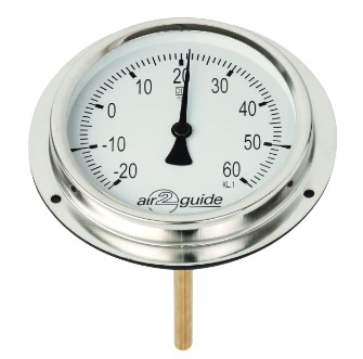 Wika A2G-61 Series Bimetal Coil Analog Ventilation Duct Temperature Sensor, -20...+60ºC, 100mm
