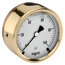 300 Series Brass Case Liquid Filled Pressure Gauge, -30 inHg to 0 to 60 psi