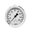 Wika 213.53 Series Gycerin Filled Industrial Pressure Gauge, 2" Dial, -30 inHg to 0 psi, 1/8 NPT Brass Center Back Mount