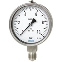 Wika 233.50 Series 4.5" SS Pressure Gauge, 0-100 kPa/PSI, 1/2 NPT, LM, Glycerin Filled