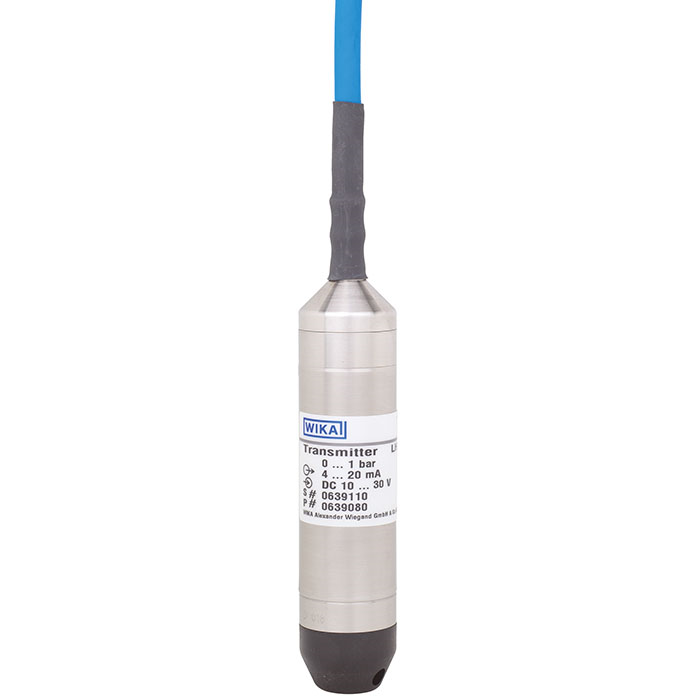 Wika LH-10 Transmitter, 0-10 PSI, 4-20mA, 40 ft Polyurethane Cable, Cable Box, Additional Weight (Nose Cone), Cable Straining Clamp