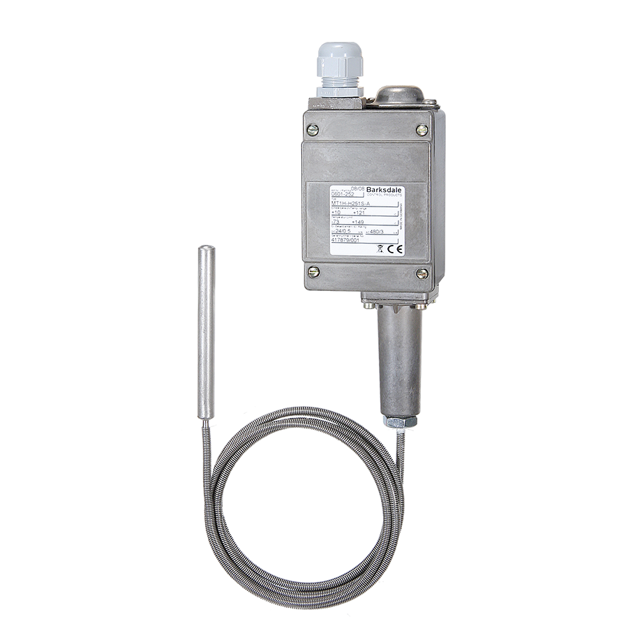 Barksdale Temp Sw SPDT 50/250F Single Set Point, Nema 4, Cooper Sensor, 12FT Capilary, SS Armor