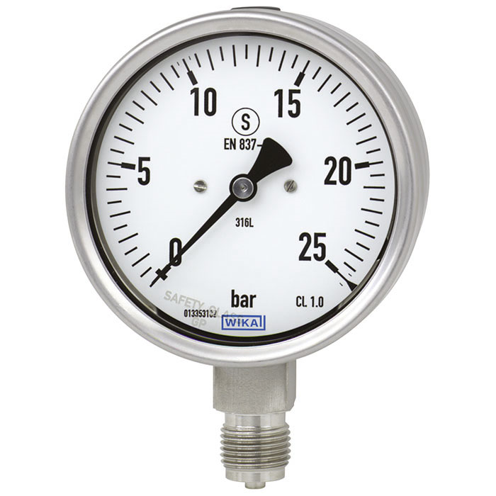 Wika 233.30, 6", 500 psi, 1/4 NPT bottom mount
