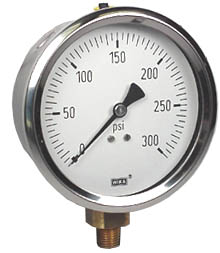 Wika 212.53 Series Industrial Brass Dry Pressure Gauge, 0 to 300 psi