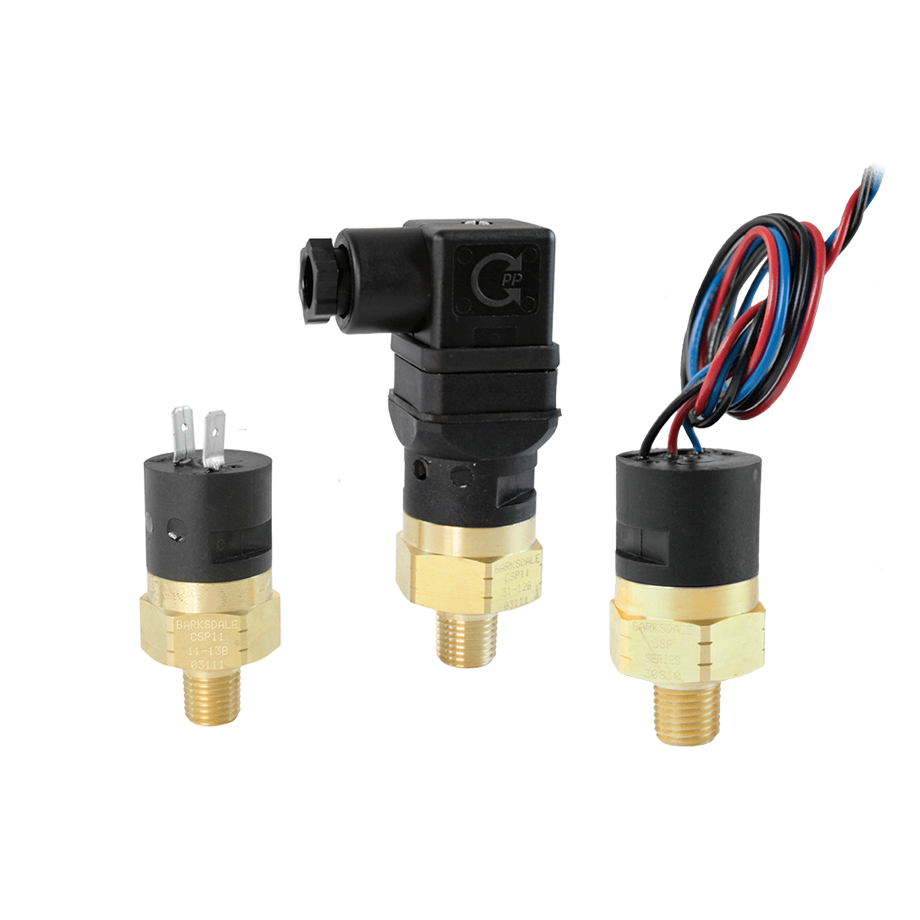 Barksdale CSM Compact Pressure Switch, Factory Preset, SPDT, 5A/ 3A @ 125 VAC/ 250 VAC, 1/4" NPT, 2, Buna-M Wetted Parts, 40PSIR Setpoint