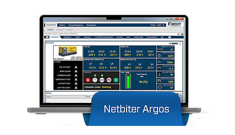 Ewon Netbiter Argos View & Control (Single User Only) Extended Log buffer 250K, 12-month service