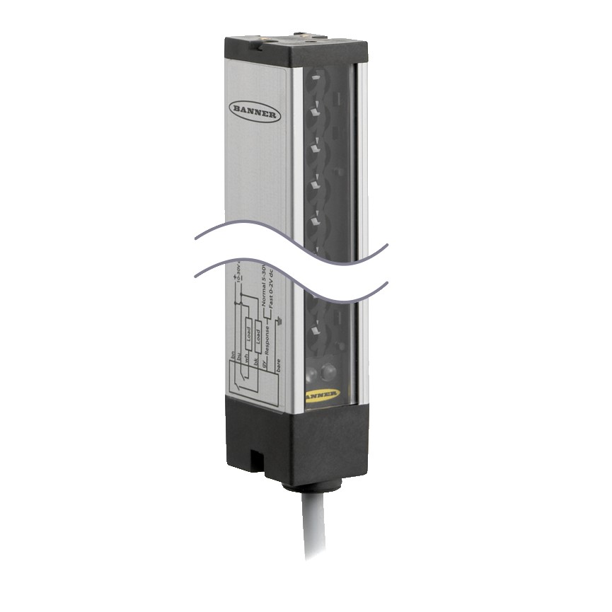 LX Series: Emitter; Standard Range; Range: Normal 300 mm - 2 m; Input 10-30 V dc; Output: No output; 2 m (6.5 ft) Cable (LX6E)