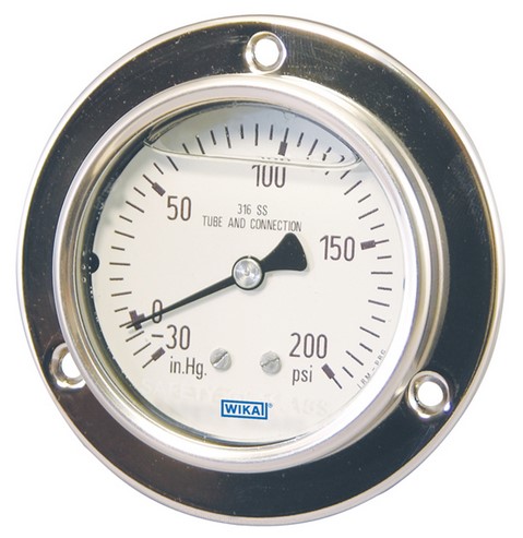 [4315073-0004] Wika 213.53 Series Industrial Brass Liquid Filled Pressure Gauge, 0 to 300 PSI, 1/4" NPT Center Back Mount, SS Front Flange