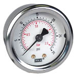 [76235841] Wika 213.53 Series Glycerin Filled Industrial Pressure Gauge, 2" Dial, 0 to 30 psi (bar), 1/4 NPT Brass Back Mount