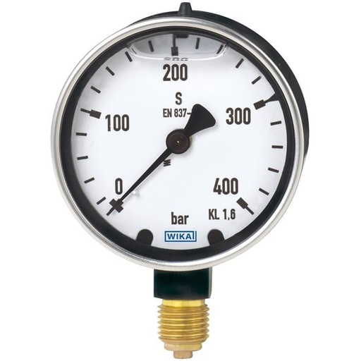[9310711] Wika 213.40 Series Industrial Brass Liquid Filled Pressure Gauge, 0 to 160 psi