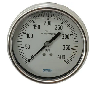 [50162080] Wika 233.54 Series Stainless Steel Liquid Filled Pressure Gauge, 0 to 5000 psi