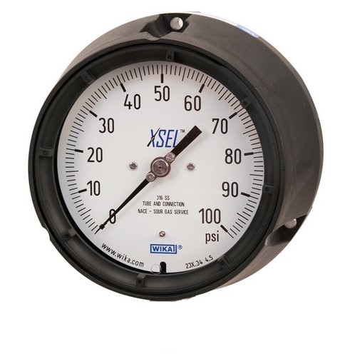 [9797658] Wika 232.34 Series Dry Process Gauge, 4.5" Dial, 0 to 400 PSI, 1/2" NPT Stainless Steel Lower Back Mount