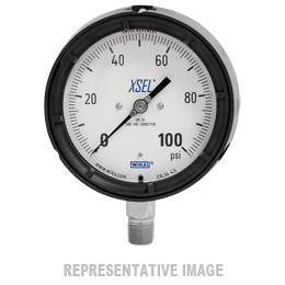 [9834006] Wika 233.34 Series Stainless Steel Liquid Filled Process Gauge, 0 to 60 PSI, 1/2" NPT Lower Mount