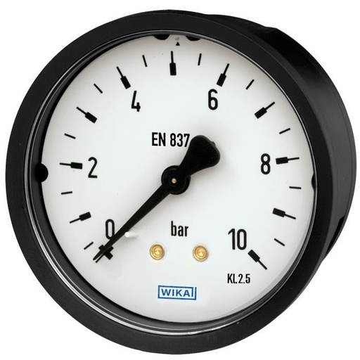 [50781201] Wika 111.16 Series Dry Pressure Gauge, 1.5" Dial, 0 to 30 psi (kPa), 1/8 NPT Brass Center Back Mount, Round U-Clamp Bracket, *STEAM* ABOVE POINTER AXIS